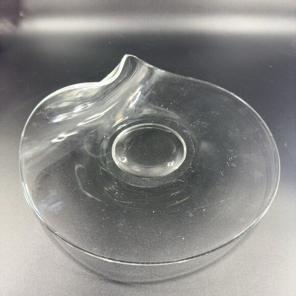 Mid Century Clear Glass Dish Plate Folded Edge Manganese 365nm Green UV Glow VTG - Picture 11 of 11